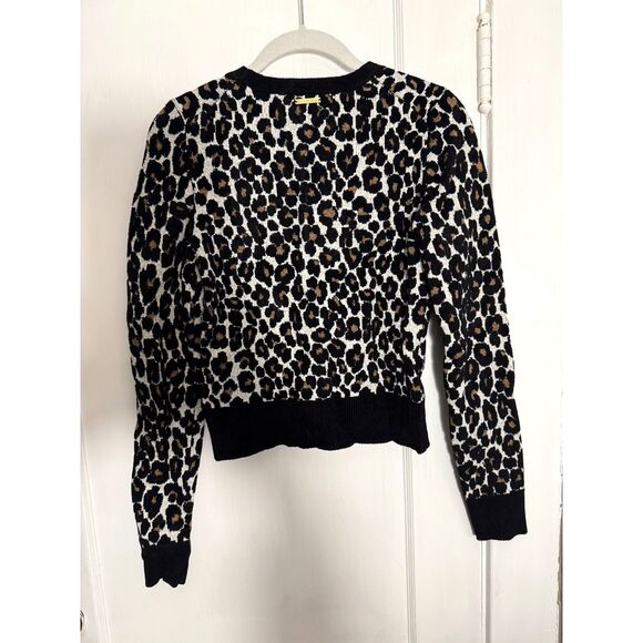 Michael Kors Cheetah Print Tan and Black Crew Neck Sweater - Picture 2 of 5